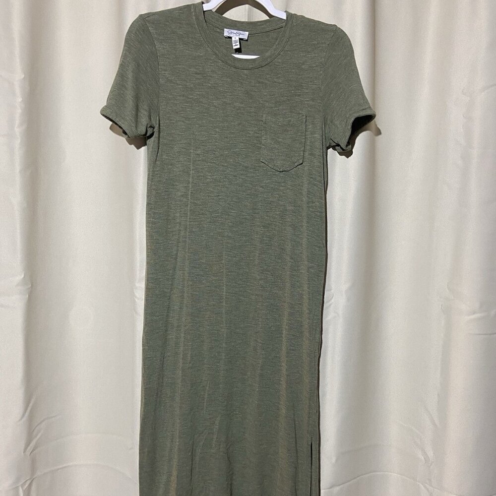 Jessica Simpson women’s dress size small green short sleeve long knit Slit Sides